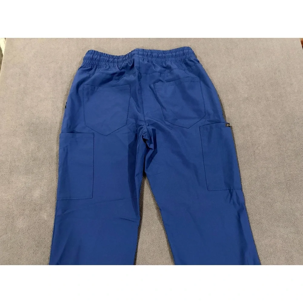 Jaanuu Cargo Scrub Pants Men XS Blue Stretch Drawstring Workwear Utility Pockets